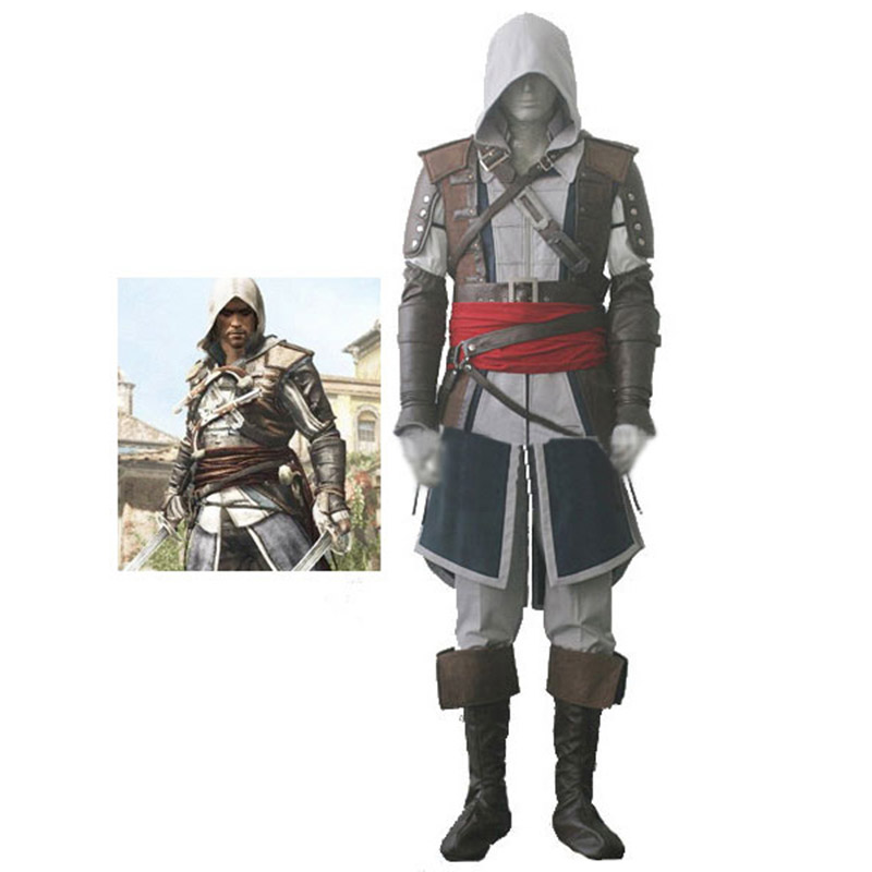 Edward James Kenway Cosplay Costumes, Assassin Robes with Black Cape ...