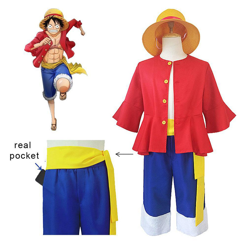 Monkey D. Luffy Cosplay Costumes, Long-Sleeved Red Cardigan Outfits for ...