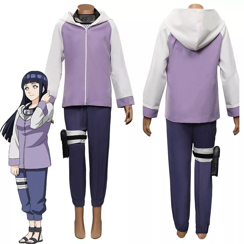 Hinata Hyuga Cosplay Costumes, Lavender and Cream Hooded-Jacket Uniform ...