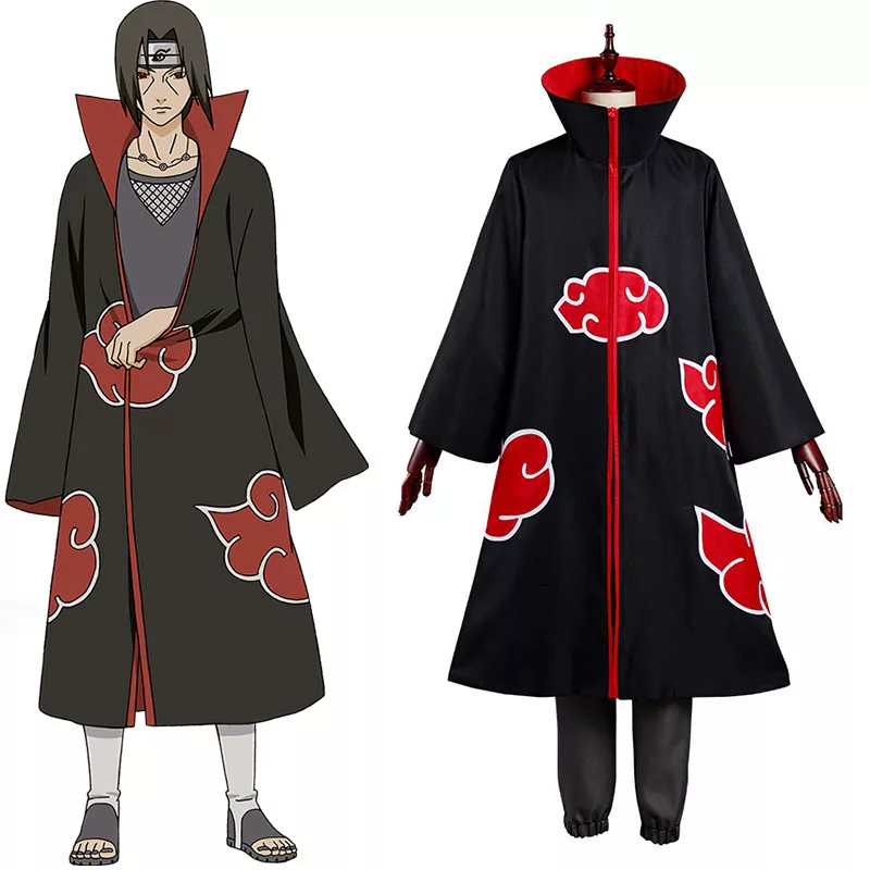 Itachi Uchiha Cosplay Costumes, Akatsuki Gray Ninja Clothes with Cloak ...