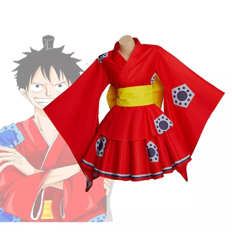 Monkey D. Luffy Cosplay Costumes, Wano Country Kimono Dress Outfits for ...